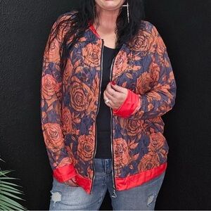 Rose Print Lace Sheer Jacket